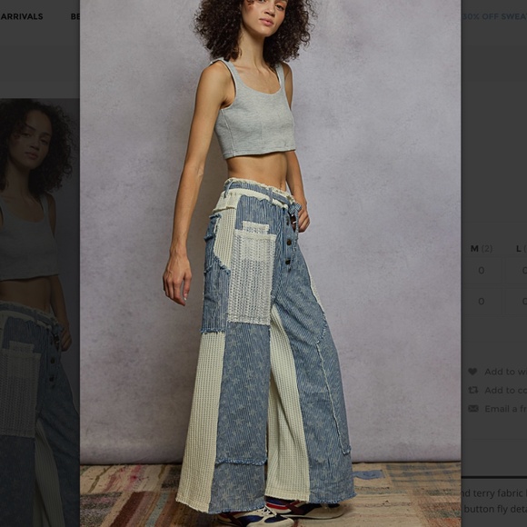 POL “ Leslie “ POL Roomy Fit Pants in Mixed Fabrics Detail - Picture 4 of 4